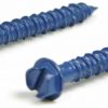 Concrete Screws Hex Washer Head Indented Slotted Commercial Blue Finish