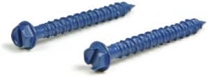Concrete Screws Hex Washer Head Indented Slotted Commercial Blue Finish